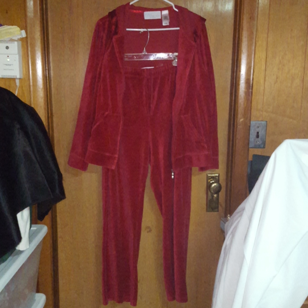Red velour gently worn casual suit